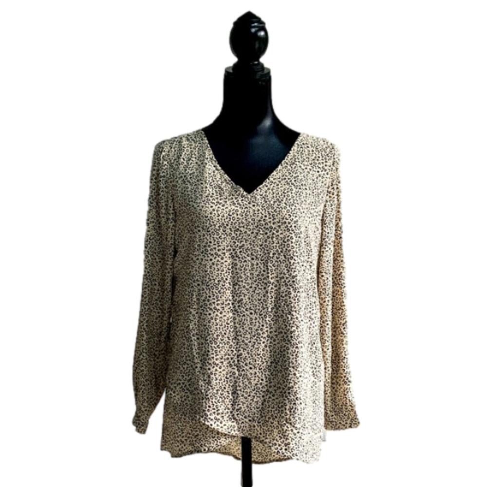 Chelsea & Theodore Layered Cheetah Animal Print Blouse Size Small